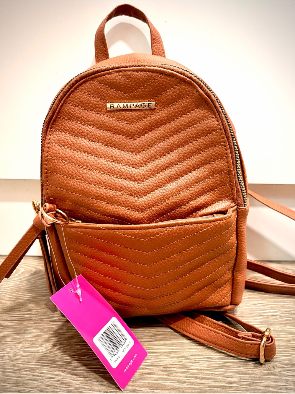 Rampage Chestnut Quilted Mini Backpack
